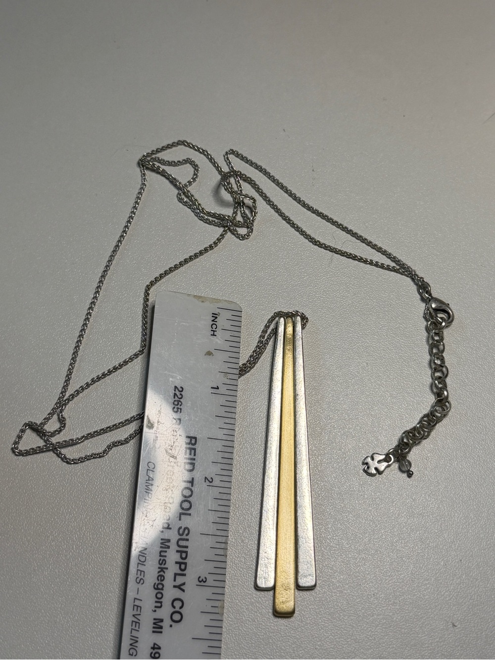 Lucky Brand Mixed Metal Trio Bar Pendant Necklace